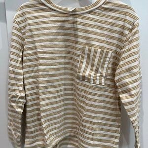 Rylee + Cru Longsleeve Skater Tee in Gold Stripe Size 4-5 Y